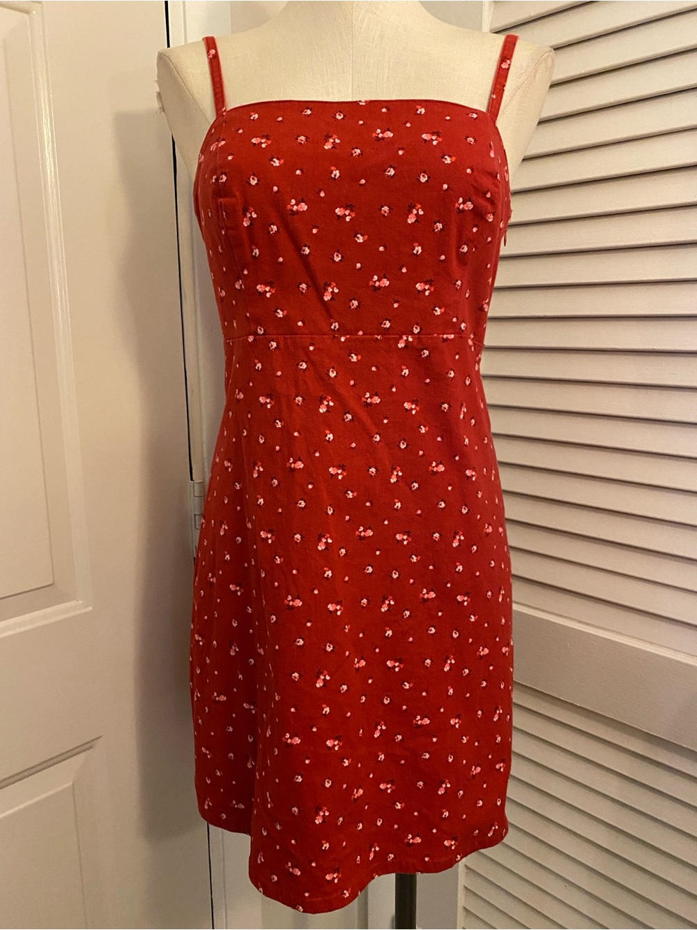 Hollister Red Ditsy Floral Mini Slip Dress Cami Sun Dress Cottagecore Size M